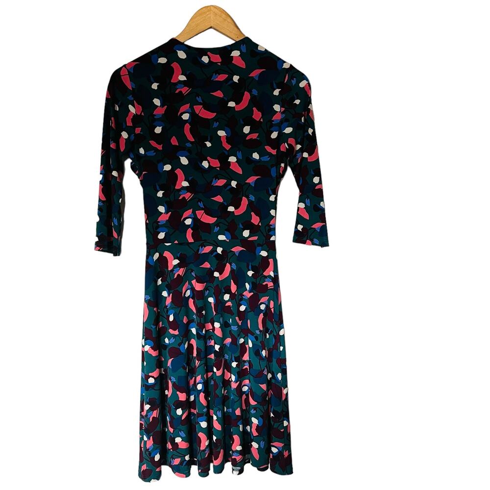Leota Printed Surplice Neck Three Quarter Sleeve Dress Size S Small - Picture 3 of 8